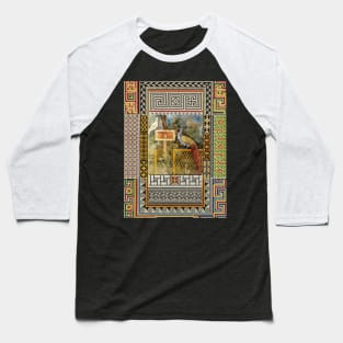 PEACOCK IN THE GARDEN ,ANTIQUE ROMAN FRESCO WITH POMPEII MOSAICS PATCHWORK Baseball T-Shirt